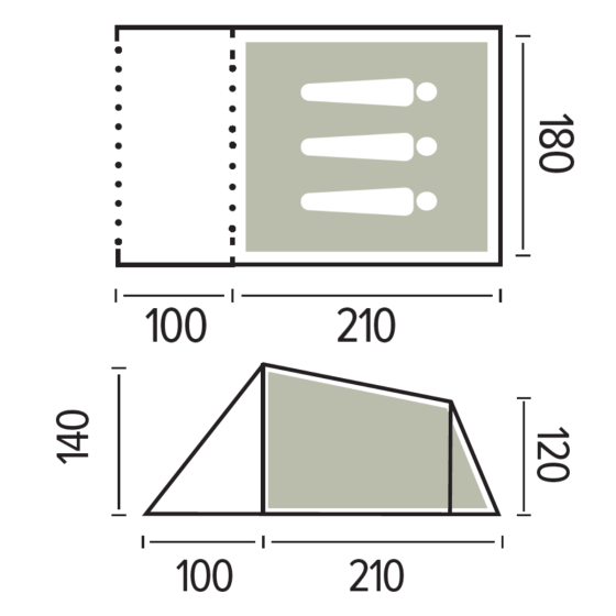 Tente camping gonflable 3 places DIABLO 3 - TRIGANO fermée