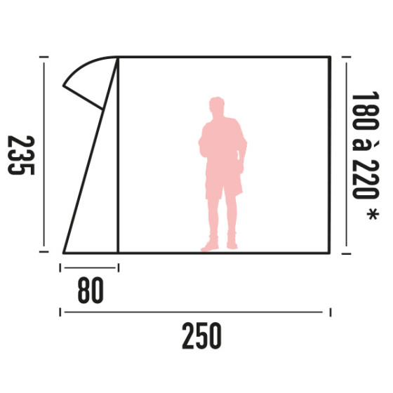 Auvent de caravane surbaissée gonflable INDIANA dimensions Auvent de caravane surbaissée gonflable INDIANA dimensions
