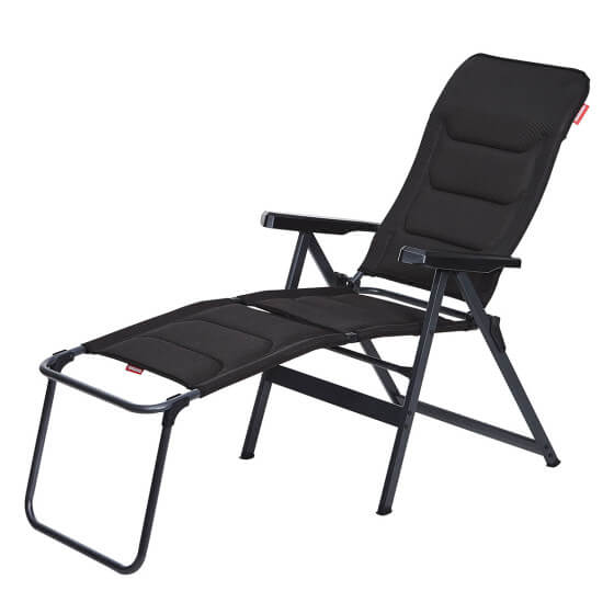 Fauteuil camping premium noir + repose pied