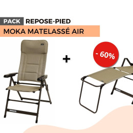 Pack fauteuil camping MOKA matelassé + repose-pied