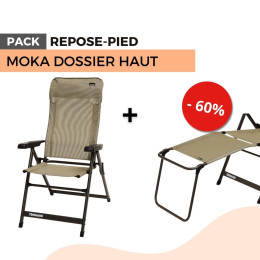 Pack fauteuil camping MOKA dossier haut + repose pied