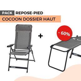 Pack fauteuil camping cocoon dossier haut + repose pied
