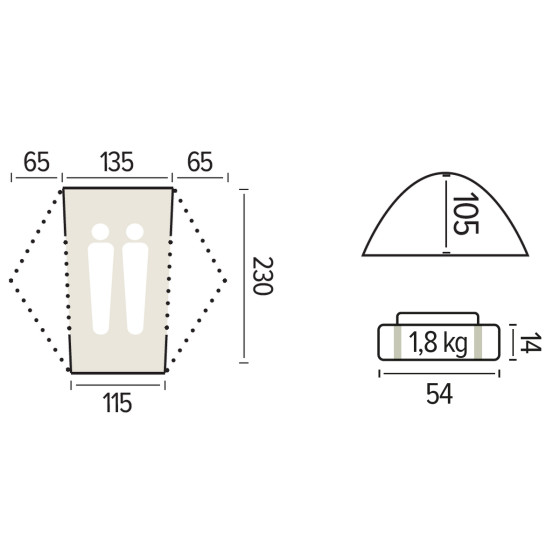 Tente 2 place JAYA 2 alu - poids et dimension