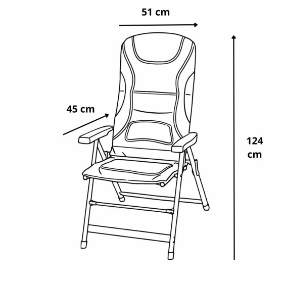 Dimensions fauteuil camping matelassé