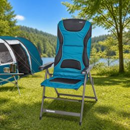 Fauteuil camping matelassé bleu electra