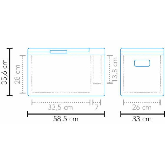 Dimensions Glacière à compression Mestic 25L