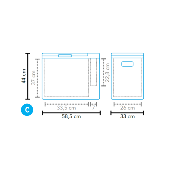 Dimensions Glacière à compression Mestic 35L