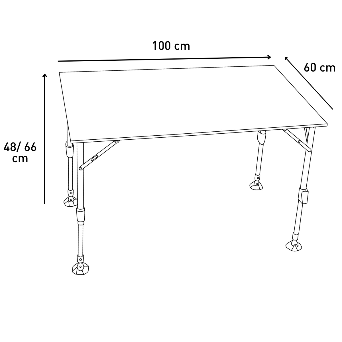 dimensions table camping en bambou 4 plis